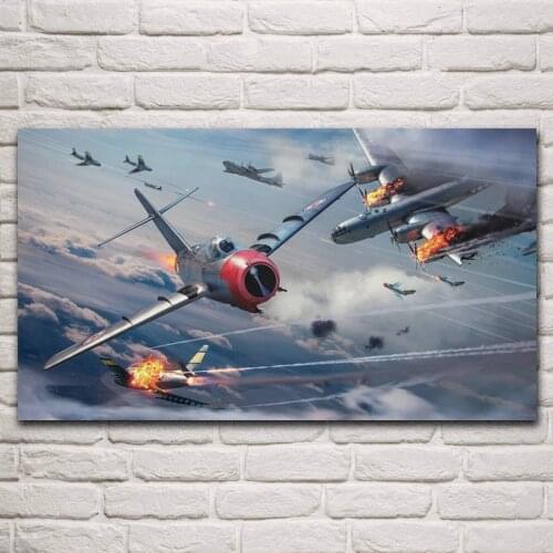 WW2 Mig 15 soviet fighter airbattle aircraft artwork living room decoration home wall art decor fabric posters AA301