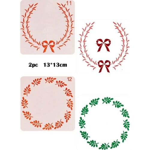 2pc Bow Knot Leaves Painting Template Diy Embossing Craft Bullet Journal Stencil Accessories Sjablonen For Scrapbooking Reusable