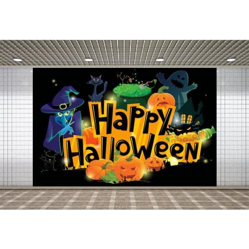 Lyavshi Happy Halloween Decor Backdrop Pumpkin Scary Witch Ghost Photography Background Family Decoration Photo Studio Props