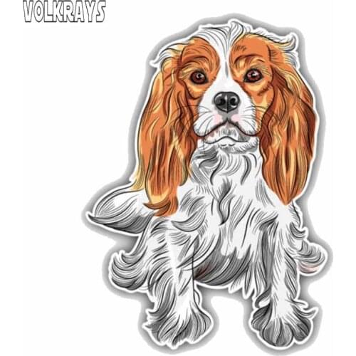 Volkrays Fashion Sticker Cavalier King Charles Spaniel Dog Accessories Reflective PVC Decal for Lacetti Skoda Superb,17cm*13cm