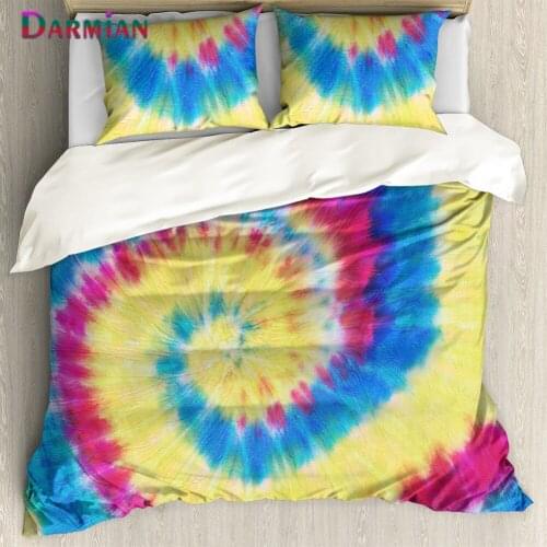 DARMIAN 2021 New Tie Dye Colorful Pattern Bedding Quilt Cover Can Be Customized Three-piece Unisex Student Dormitory Quilt Cover