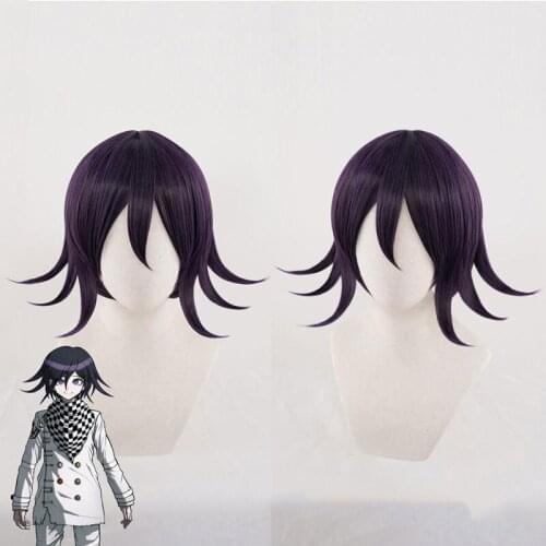 Ouma Kokichi Wig Danganronpa V3 Cosplay Wig Purple Synthetic Hair Ouma Kokichi Cosplay Anime Perform Game Fluffy Short Wig