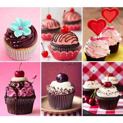 Full Square 5D Diy Diamond Painting Cake Dessert Kitchen Cross Stitch Diamond Embroidery Mosaic Rhinestone Craft Home Decoration