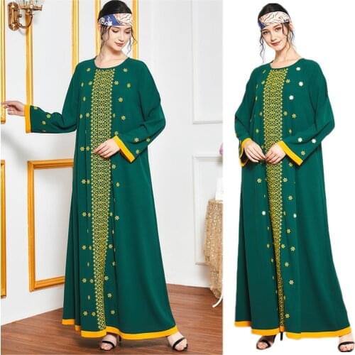 Ramadan Muslim Women Abaya Embroidery Long Dress Arab Jilbab Kaftan Islamic Maxi Robe Ethnic Vintage Loose Plus Size Middle East