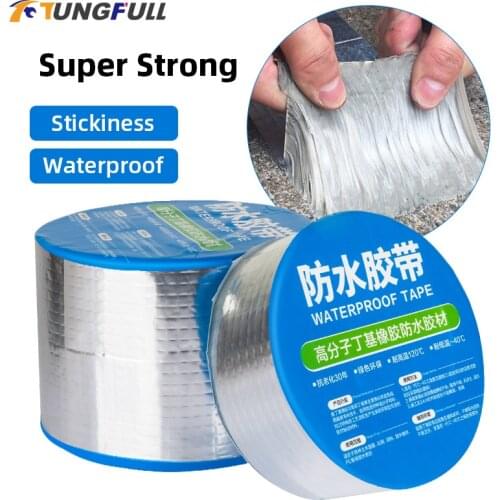 10m 5m Aluminum Foil Butyl Rubber Tape Stop Leak Stick waterproof repair fix tape Self Adhesive for Roof Hose Marine Maintenance