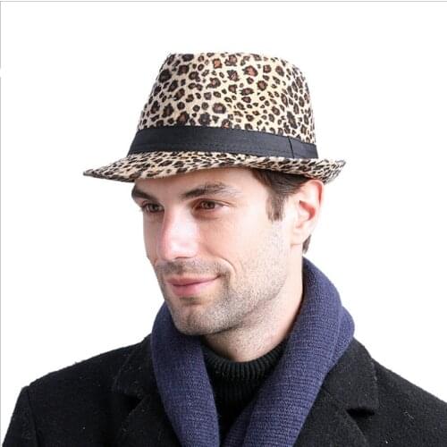 WZCX Leopard Print Men Jazz Hat Fashion New Spring Autumn Personality Casual Women Top Hat Adult Cap