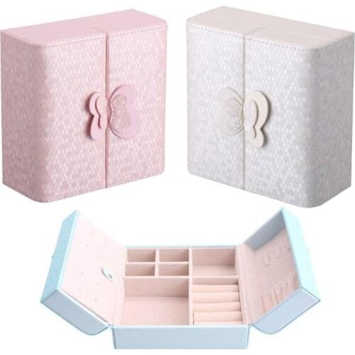 PU Leather Women Jewelry Box Necklace Earring Ring Holder Jewelry Organizer Display Portable Travel Jewelry Case Best Sweet Gift