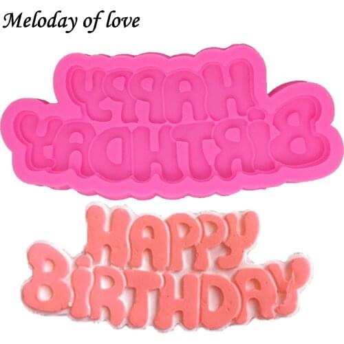 Happy birthday letter Shape Silicone Mold Fondant Forms Cookie Baking Chocolate Cake Decorating Tools Resin Clay Mold T1333