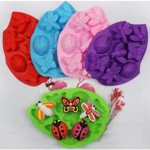 Silicone Mold DIY Cake Decoration Soap Mold High Temperature Insect Butterfly Bee Animal Pudding Jelly Mold Handmade Baking tool
