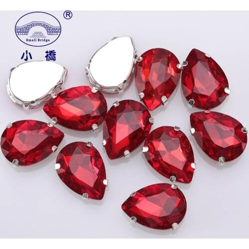 Glitter Teardrop Crystal Sew On Rhinestone Loose Decorative Dress Stones Glass Flatback Rhinestones For Clothing 10PCS S059