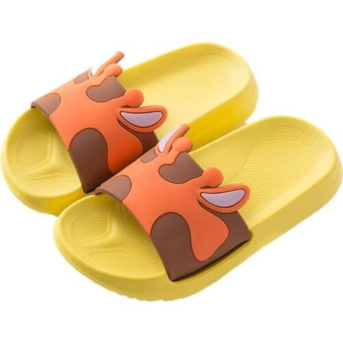 Boys Girls Bathroom Slide Slippers Kids Cartoon Animal Non-Slip Beach Sandals X5XE