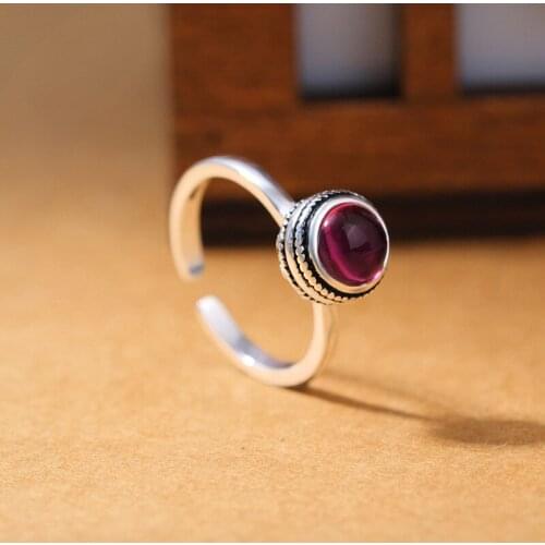 Todorova Vintage Silver Color Red Stone Rings For Women Girl Jewelry Crystal Stone Open Rings Wedding Party Gifts