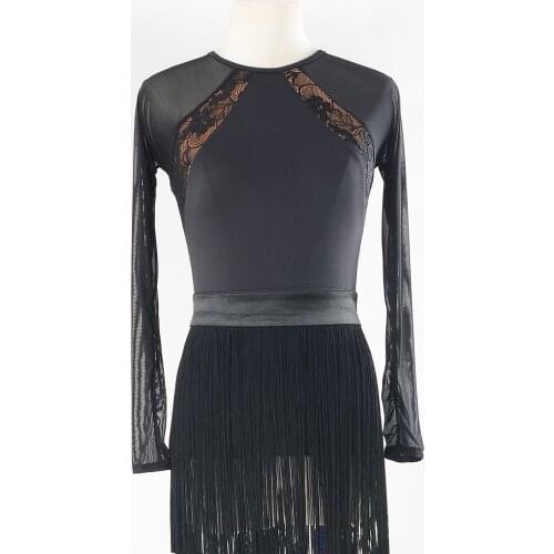 Latin dance long sleeve halter neck top backless dance top coat T16040