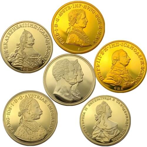 Tsarist Russian Figure Gilded Medal Collection Craft Gold Coin Gift