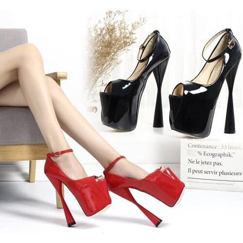 19CM High heeled shoes Pumps Peep toe Nightclub Platform stripper heels Pole dance shoes Models Sexy Fashion Show Mature Elegant