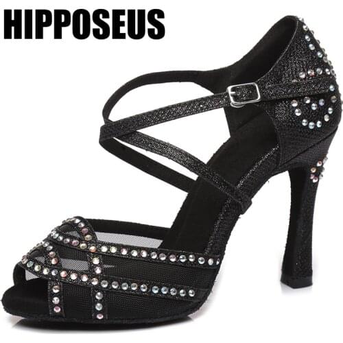 Ballroom Dance Shoes With Rhinestone For Women Girls Ladies Tango/Ballroom/Latin High Heels Indoor Dancing Shoes Dropshipping