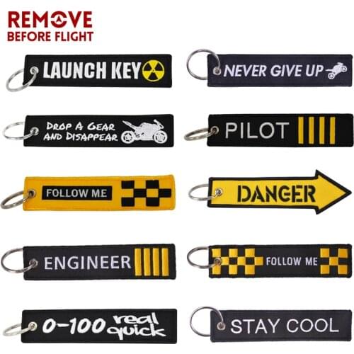 REMOVE BEFORE FLIGHT Novelty Keychain Launch Key Chain Bijoux Keychains for Motorcycles and Cars Key Tag New Embroidery Key Fobs