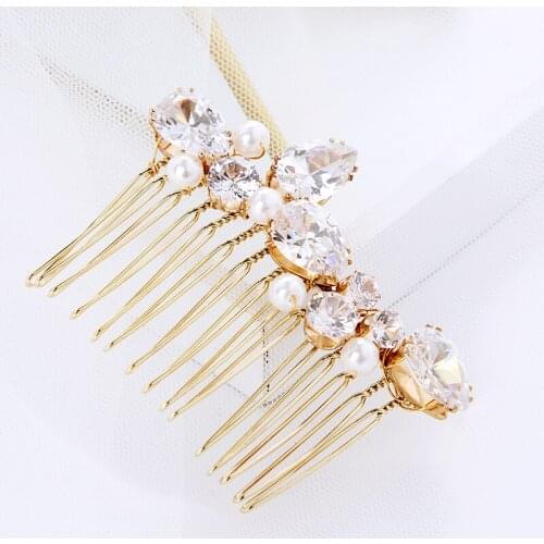 Gorgeous Cubic Zircon Wedding Hair Combs Pearls Brides Hair Sticks Hairbands Crystal Hair pins for Woman
