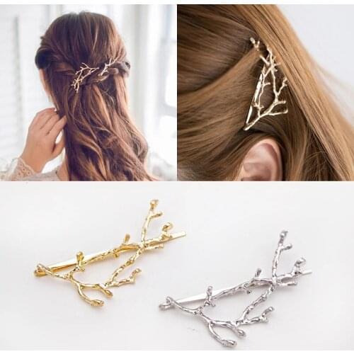 Vintage Gold Silver Tree Hair Clips Girls Alloy Branch Hairpins Fashion Hairgrips Lady Elegance Metal Hair Accessories