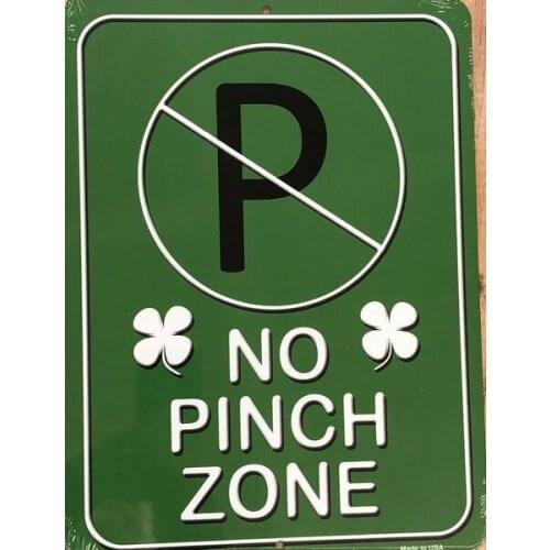 Fun Metal Sign No Pinch Zone Green Gift Wall Office Party Wall Decor 12x8 Inches