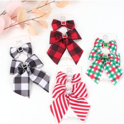 New Plaid Print Large Bowknot Hairpins For Baby Girls Fashion Hair Clips Set Girls Sweet Headwear Baby Hair Accessories 2021