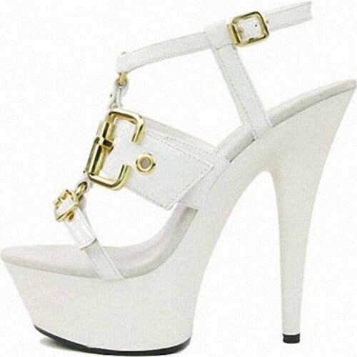 15cm Big yards for womens shoes tangerine fine with performance shows the joker photo shoes high heel sandals