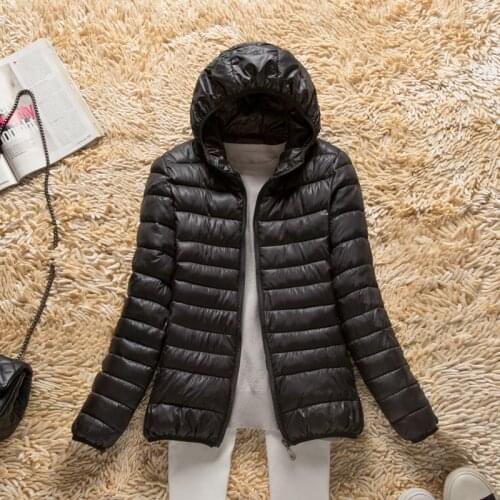 JUJUGE Ultra-light Plus Size Thin Jacket Women 2019 Autumn Winter Slim Short Hooded Warm Down Cotton Jacket Coat Women Outerwear