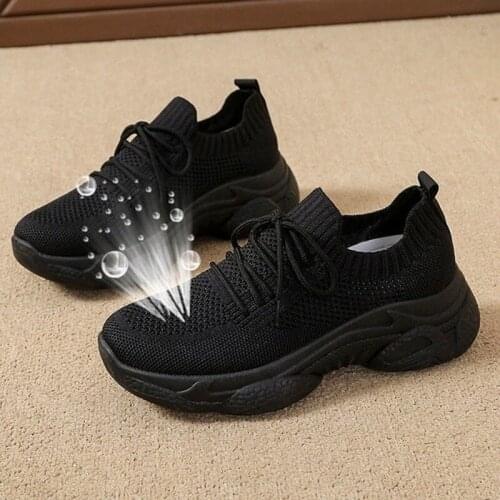 Spring Women Shoes 2021 Spring New Round Toe Women Casual Shoes Fashion Lace-up Mesh Breathable Platform Sneakers Zapatos Mujer