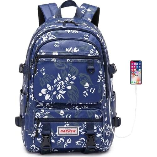 USB Women Backpack Big School Bag Laptop Waterproof Oxford Travel Backpack Teenage Girls Large Capacity Bagpack Sac A Dos