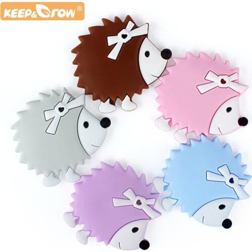Keep&Grow 1pc Hedgehog Silicone Teether Animal Cartoon Baby teething Necklace Chew Charms Baby Products Toddler Toys