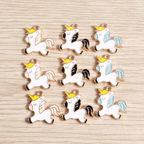 10pcs 21*18mm Animal Charms Cartoon Enamel Horse Charms Pendants for Jewelry Making Necklaces Earrings Keychain DIY Accessories