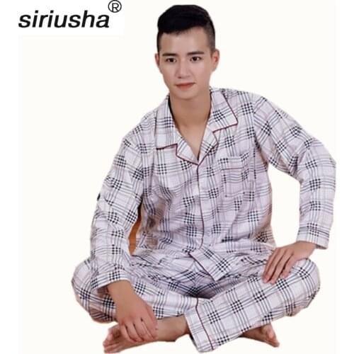2020 Real Pijamas Hombre Pijama Spring And Autumn Mens Long-sleeved Pajama Sets Thin Middle-aged Pajamas Male Home Service S95