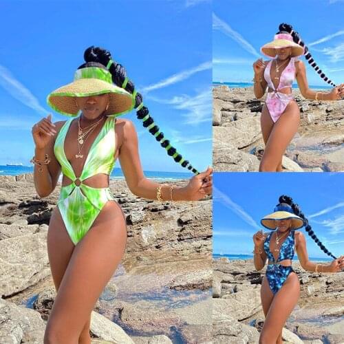 2021 Sexy One Piece Swimsuit Push Up Swimwear Women Adjustable Shoulder Swimsuit Bodysuit Bathing Suit V-neck Backless Swim Wear