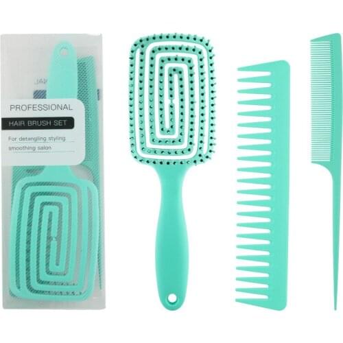 3Pc/Set Hair Scalp Massage Comb Girls Hairbrush Bristle Nylon Women Wet Curly Detangle Hair Brush for Salon Hairdressing Styling