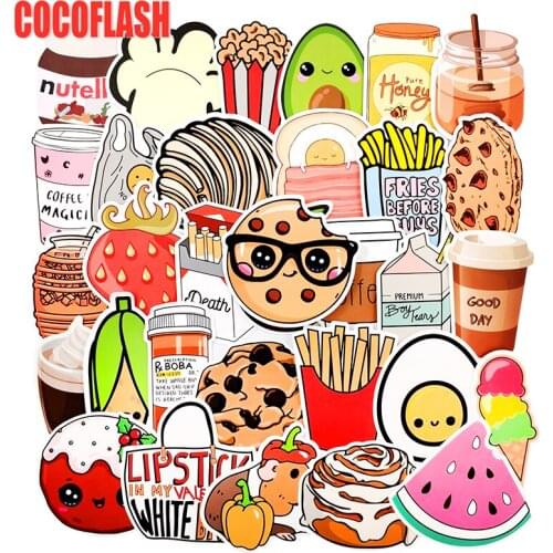 10/100pcs/set Food Cookies French Fries Cartoon Stickers For Kids Toys Scrapbook Bicycle Skateboard Snowboard Laptop Luggage