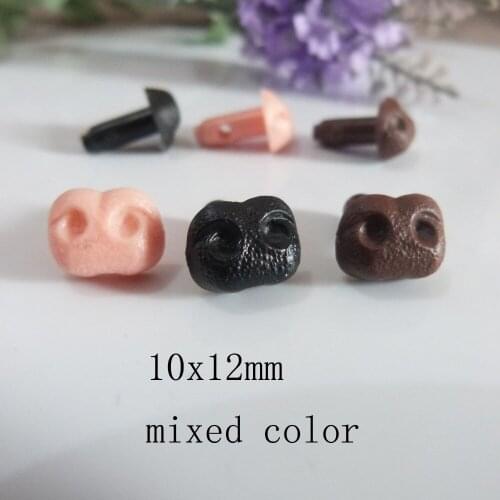 500pcs-- 6x8mm/8x10mm/10x12mm smooth stem plastic toy nose animal nose no washer for diy doll findings--black/brown/flesh color
