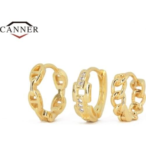 CANNER 3pcs/set 6/7/8mm Copper Hoop Earrings for Women Fashion Small Huggie Piercing Cartilage Earring Jewelry Pendients Gifts