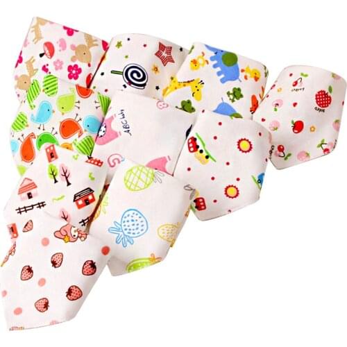 10 Pcs/Lot Bandana Bibs Baby Cotton Burp Cloths Newborn Infant Toddler Saliva for Boys Girls Triangle Fashion Bib Scarf