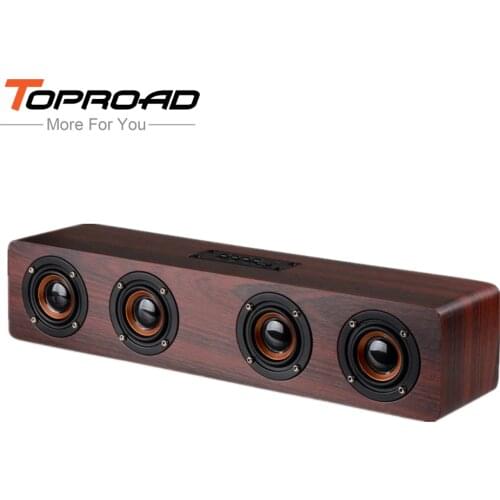 TOPROAD 12W Hifi Bluetooth Speakers Wireless Stereo Subwoofer Altavoz Wood Home Audio Desktop Speaker Handsfree AUX
