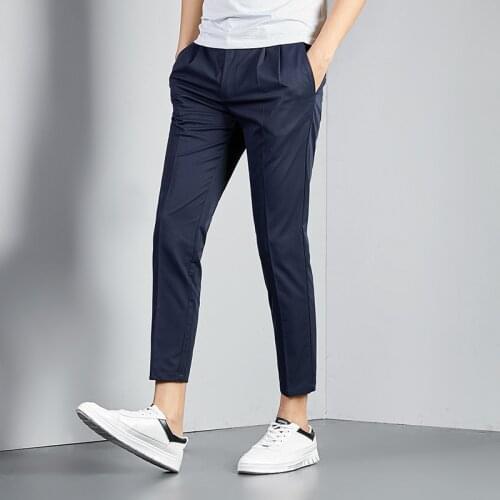 Cargo Pants Men 2021 New Spring Mens Casual Straight Nine-point Pants Fashion Slim Business Pants Stretch Thin Trend