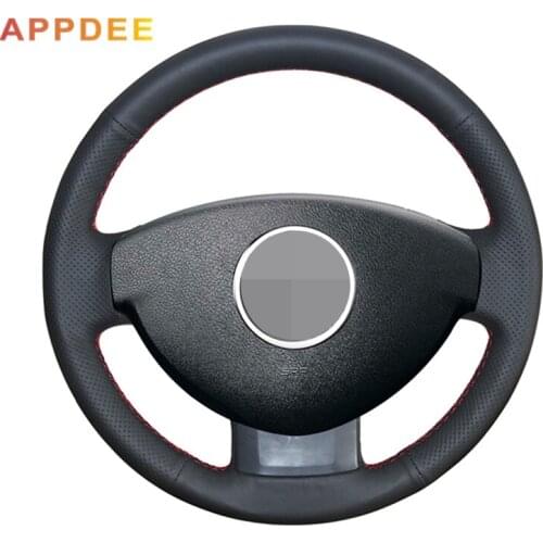 Handsewing Black Artificial Leather Steering Wheel Covers for Renault Duster Dacia Duster 2011-2015