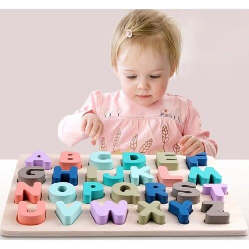 Kids Antistress Toy Makaron Wooden Number Letter Shape Recognition Board Simpl Montessori Educational Fidget Baby Toys