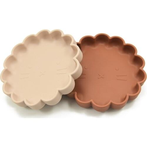 Baby Silicone Feeding Plate Flower Shape BPA Free Non-Slip Suction Dishes Food Grade Silicone Tableware for Kids Toldder Infant