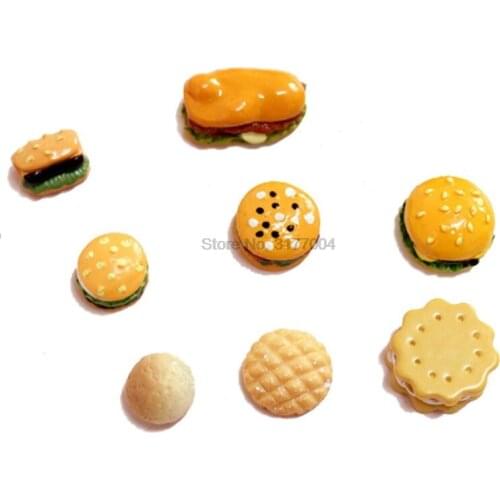 DHL 5000pcs Kids Kitchen Cute Hamburge resin toys Food Hamburg Cookie Puff DIY Dollhouse Miniature Decoration Crafts