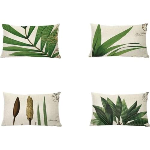 Hot Sale Leaf watercolor plants Cushion Nordic Style Linen Cotton Headboard Living Room Car Seat Home Decor Lumbar Pillow Cover