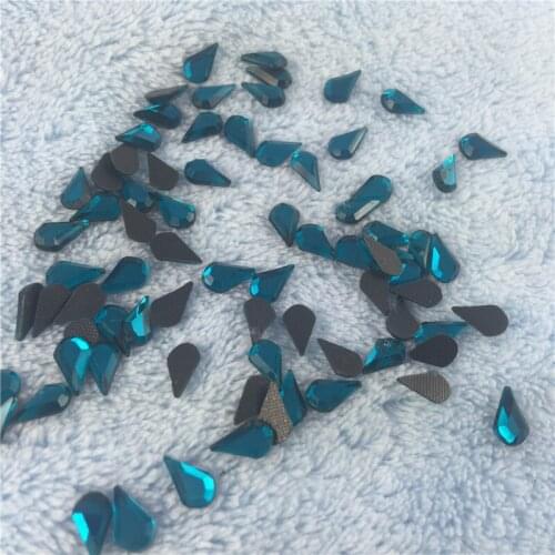 Hot Fix Rhinestone Drop Shaped 5*8MM 50pcs/lot FlatBack Ocean Blue Special-shaped Diamond Crystal Glass Drill Garment Accessor
