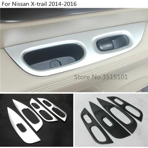 Car body door Window glass panel Armrest Lift Switch Button trim frame 4pcs For Nissan X-trail xtrail T32/Rogue 2014 2015 2016