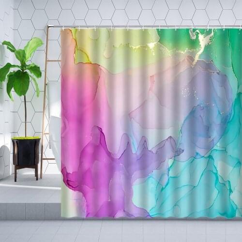 Colorful Marble Shower Curtain Psychedelic Liquid Marble Decor Waterproof Bathroom Curtains Bathtub Decoration Sets Polyester