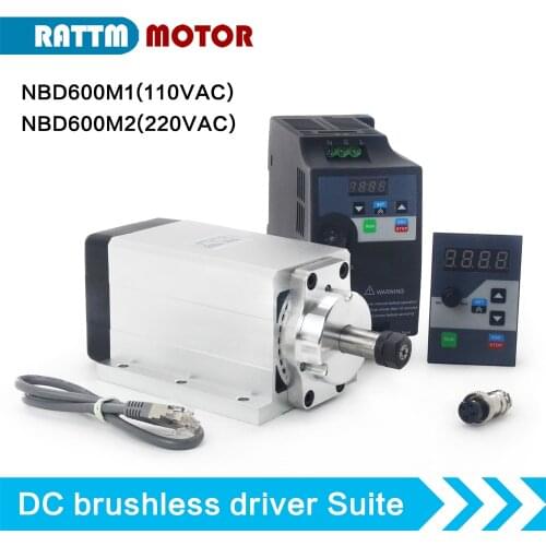 Square 600W ER11 DC Brushless spindle motor CNC kit with DBD600M2 BL DC Driver For Router Milling Machine