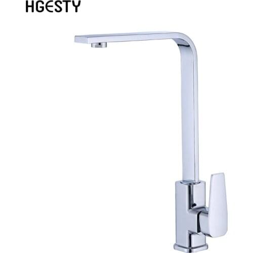 Square Kitchen Faucet Zinc Alloy 360 Degree Rotation Sink Basin Mixer Faucet Single Lever Cold and Hot Water Tap Deck Mounted